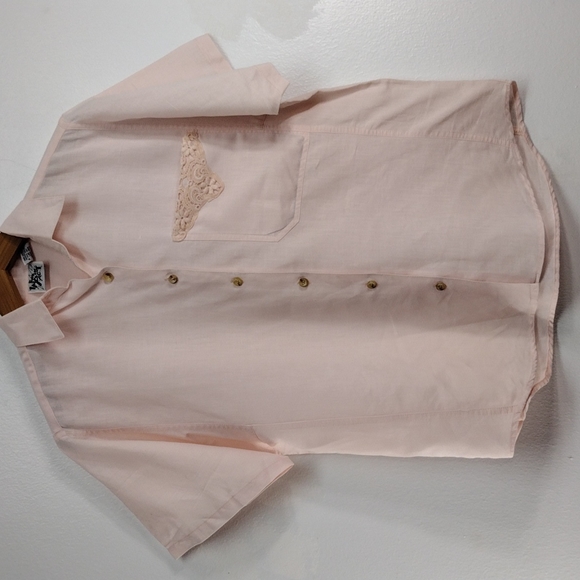 Pink Button Front with Accent Pocket - Picture 1 of 8